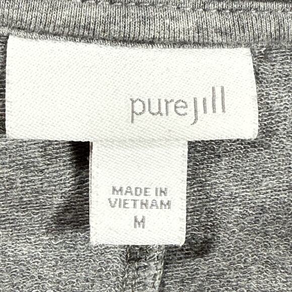 Pure Jill Knit Gray Knee Length Dress M Pima Cotton V Neck Long Sleeves Pockets - Picture 6 of 8